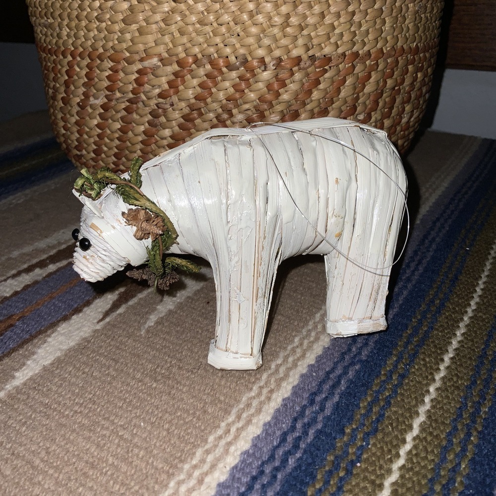 Vintage Crate & Barrel Christmas Ornament Handmade Paper Mache Polar Bear